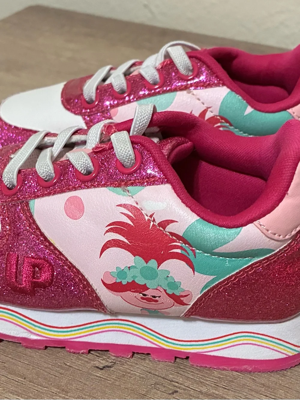 Girls Pink Glitter Trolls Trainer Sneakers